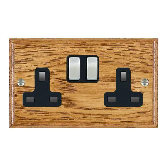 Wood Ovo M/O 2g 13A DP Swt Skt SC/BL