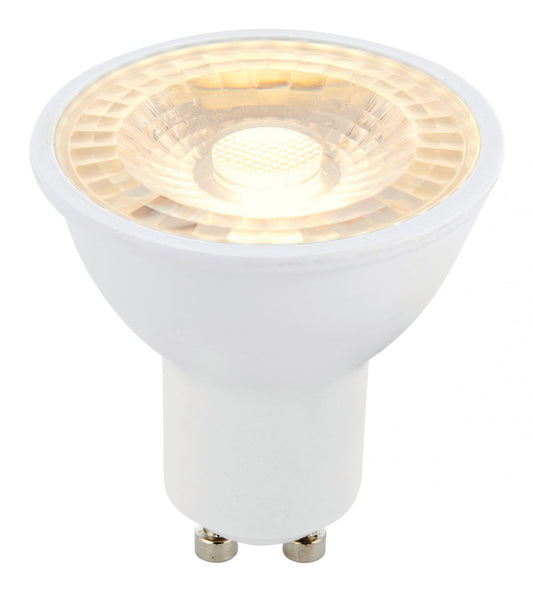 GU10 LED bulb, white base, warm white light, energy-efficient, spotlight design
