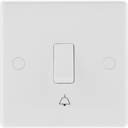 White 1-gang bell push switch for doorbell, modern electrical wall switch