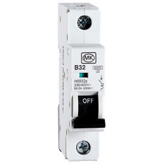 Single pole B32 MCB circuit breaker with on-off switch for electrical wiring protection