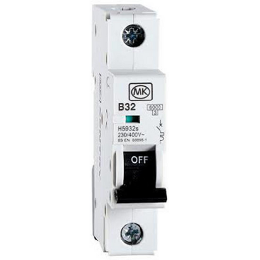 Single pole B32 MCB circuit breaker with on-off switch for electrical wiring protection