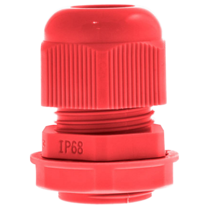 Red nylon 20mm cable gland IP68 for electrical wiring and lighting installations