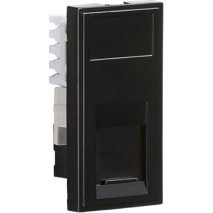 Black Cat6 RJ45 modular ethernet outlet for home or business wiring