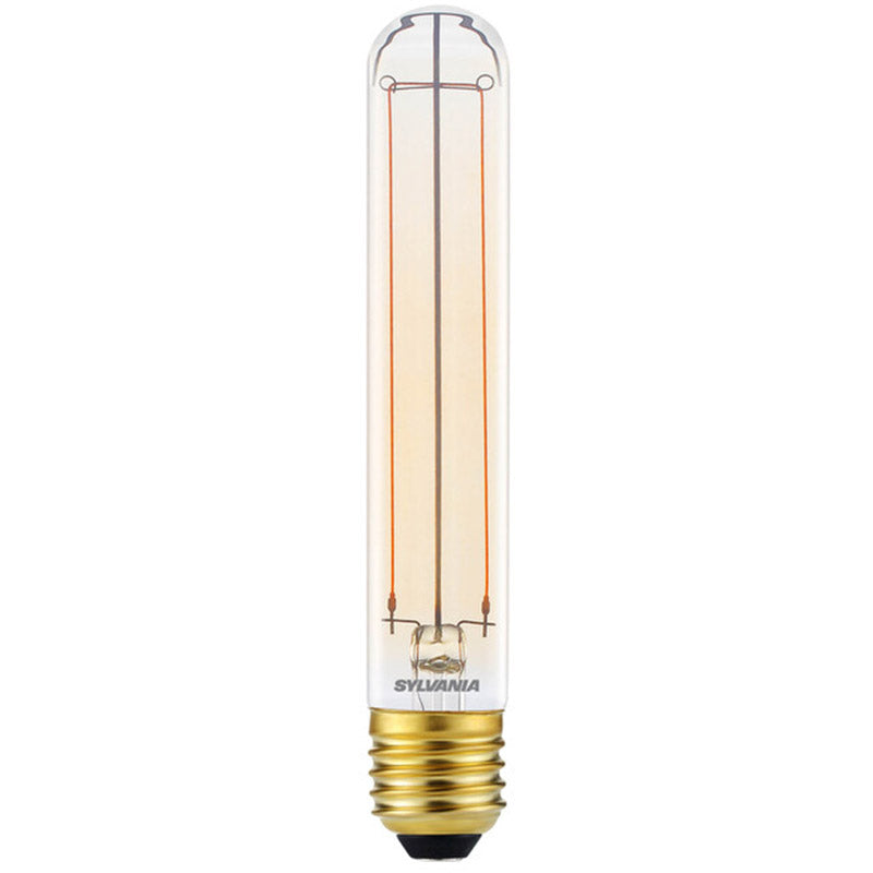Vintage LED filament light bulb with clear glass and gold screw base