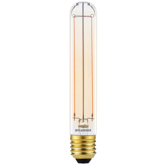Vintage LED filament light bulb with clear glass and gold screw base