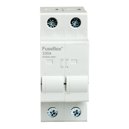 Double pole electrical connector 100A circuit breaker with white casing and screw terminals