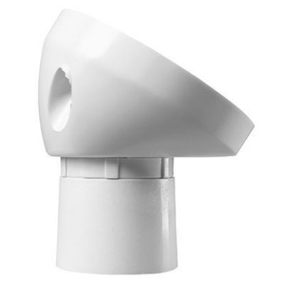 Angled 3-terminal batten lamp holder with HO skirt, white plastic lighting accessory