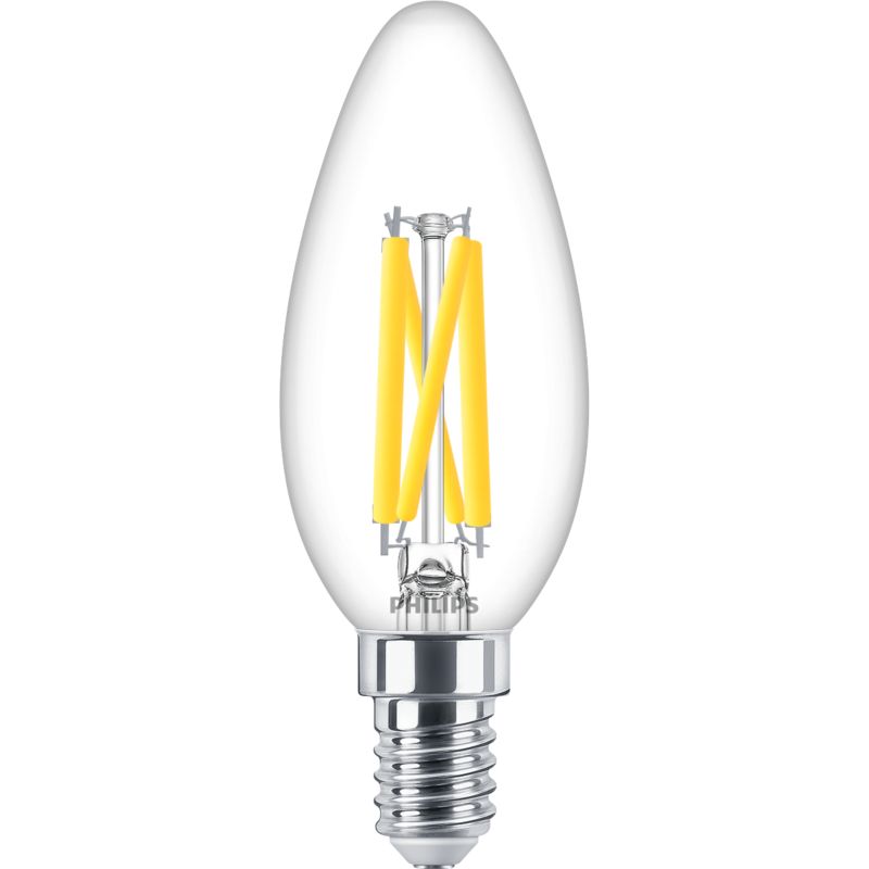 LED filament candle bulb, B35 E14, screw base, clear glass for decorative lighting