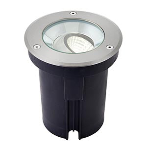 LED outdoor recessed ground light with stainless steel trim and glass cover