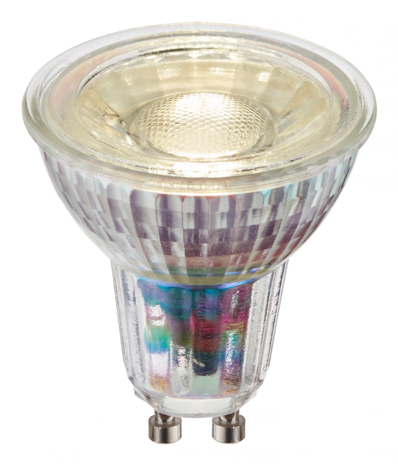 LED GU10 glass dimmable light bulb with clear finish, 4000K neutral white