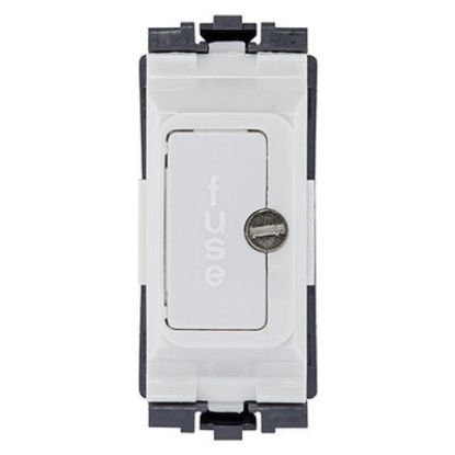 White fused grid connection unit for electrical wiring, UK standard switch module