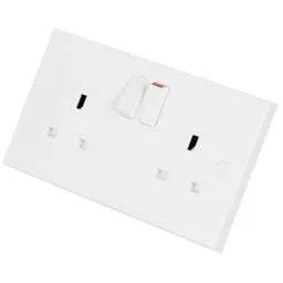 bg square edge BG 900 Series 13A 2 Gang Switched Socket White - bg square edge BG 900 Series 13A 2 Gang Switched Socket White