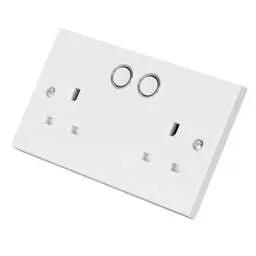 bg square edge BG 13A 2 Gang Smart Switched Socket White - bg square edge BG 13A 2 Gang Smart Switched Socket White