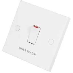 bg square edge BG 900 Series 20A DP Switch with Flex Outlet marked Water Heater White - bg square edge BG 900 Series 20A DP Switch with Flex Outlet marked Water Heater White