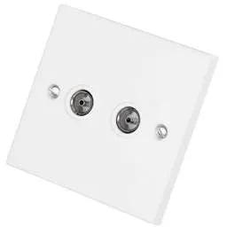 bg square edge BG 900 Series 1 Gang Twin Coaxial Socket White - bg square edge BG 900 Series 1 Gang Twin Coaxial Socket White
