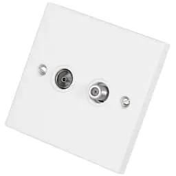 bg square edge BG 1 Gang F Type Satellite and Coaxial Socket White - bg square edge BG 1 Gang F Type Satellite and Coaxial Socket White