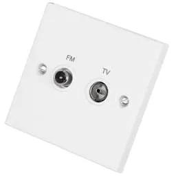 bg square edge BG 900 Series 1 Gang Diplex TV FM Socket White - bg square edge BG 900 Series 1 Gang Diplex TV FM Socket White