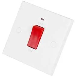 bg square edge BG 45A DP 1 Gang Switch with Neon White - bg square edge BG 45A DP 1 Gang Switch with Neon White