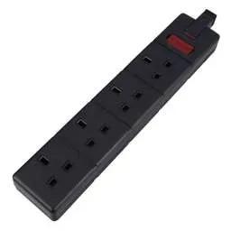 Extension Leads Permaplug 13A 4 Gang Trailing Socket Black - Extension Leads Permaplug 13A 4 Gang Trailing Socket Black
