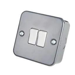 pvc back boxes BG 10A 2 Gang 2 Way Light Switch Metal Clad - pvc back boxes BG 10A 2 Gang 2 Way Light Switch Metal Clad