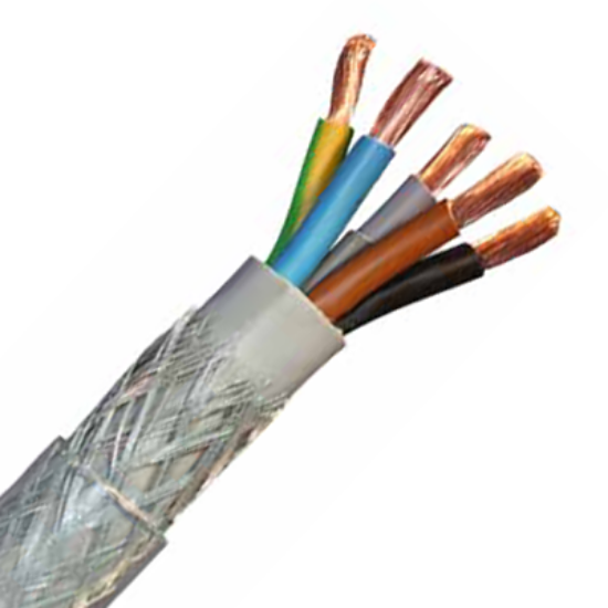 5 core PVC steel braid electrical control cable with exposed copper wires