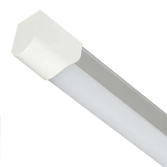 LED batten light fitting with white end cap for modern indoor electrical lighting
