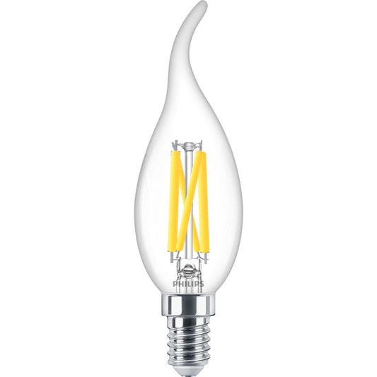 LED filament candle bulb with E14 screw base and clear glass, 40W classic style lighting