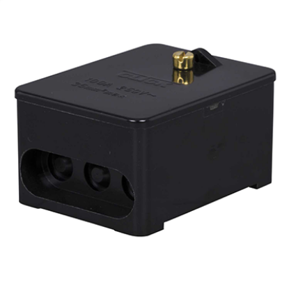 Black pole link box electrical connector, 10A 250V, for wiring and lighting installations