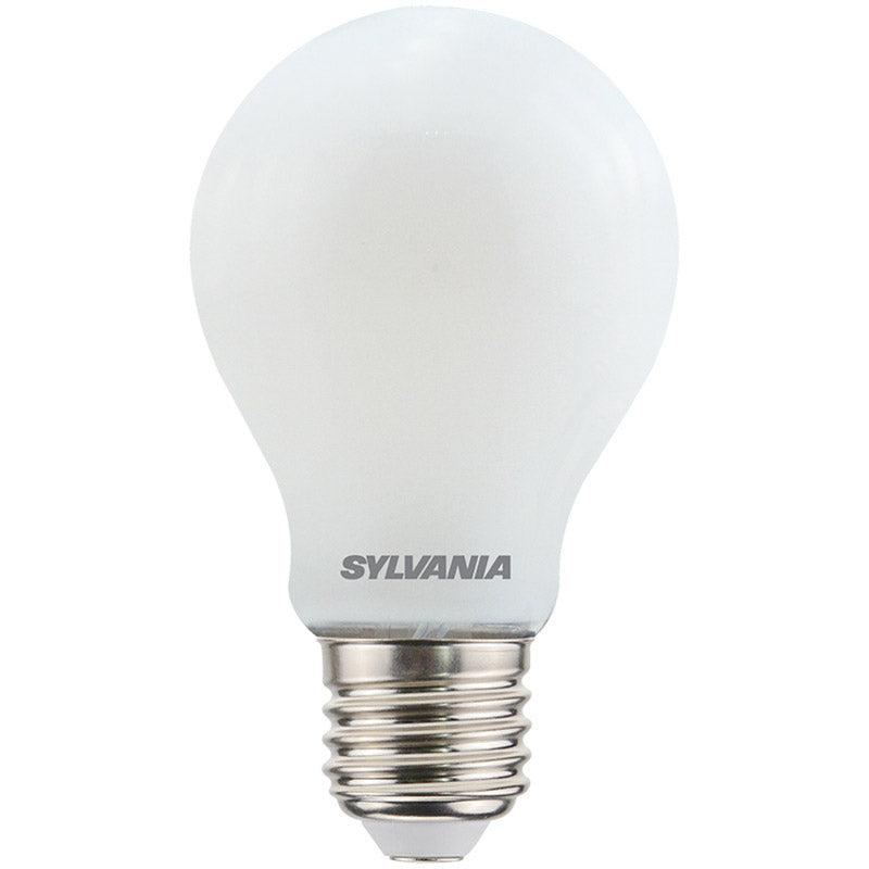 Frosted LED light bulb with screw base for home or business lighting
