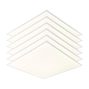 Stack of LED ceiling light panels for commercial or home lighting solutions