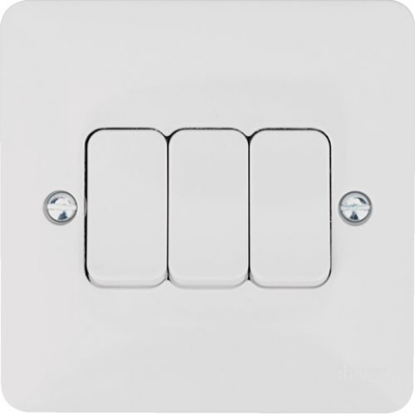 White 3-gang 2-way wall light switch for home electrical wiring