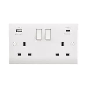 saxby cruved edge Curved Edge 13A 2G DP Switched Socket with 15.5W USB A+C - saxby cruved edge Curved Edge 13A 2G DP Switched Socket with 15.5W USB A+C