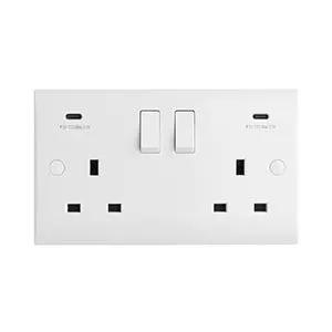 saxby cruved edge Curved Edge 13A 2G DP Switched Socket with 15.5W USB C+C - saxby cruved edge Curved Edge 13A 2G DP Switched Socket with 15.5W USB C+C