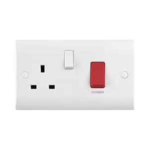 saxby cruved edge Curved Edge 45A DP Cooker Switch with 13A Socket - saxby cruved edge Curved Edge 45A DP Cooker Switch with 13A Socket