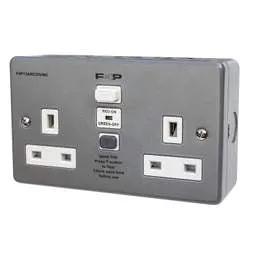 pvc back boxes F4P 13A 2 Gang Unswitched Type A RCD Metal Clad Socket - pvc back boxes F4P 13A 2 Gang Unswitched Type A RCD Metal Clad Socket