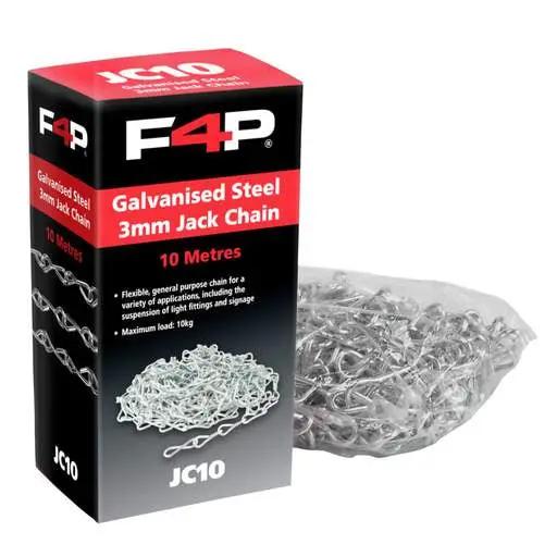 F4P 3mm Jack Chain Galvanised (Box of 10m)