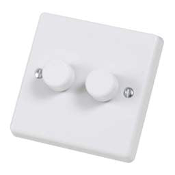 Varilight Varilight 2 Way Push On / Off 2 Gang LED Dimmer Switch 0 to 120W - Varilight Varilight 2 Way Push On / Off 2 Gang LED Dimmer Switch 0 to 120W