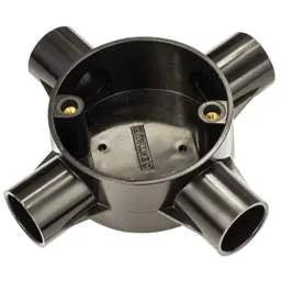 Centaur 20mm PVC Conduit 4 Way Box Black