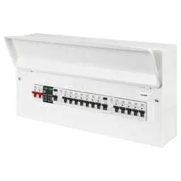 Electrical Lighting MK Sentry 21 Way Flexible Dual 100A RCD Metal Clad Consumer Unit with SPD and 12 x MCBs - Electrical Lighting MK Sentry 21 Way Flexible Dual 100A RCD Metal Clad Consumer Unit with SPD and 12 x MCBs