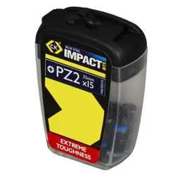 CK Tools CK 25mm PZ Blue Steel Impact Screwdriver Bits (Box of 15) - CK Tools CK 25mm PZ Blue Steel Impact Screwdriver Bits (Box of 15)