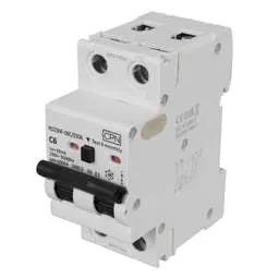 Electrical Lighting Cudis RO2SNF 6A Double Pole 2 Module Bidirectional C Curve 10kA 30mA Type A RCBO - Electrical Lighting Cudis RO2SNF 6A Double Pole 2 Module Bidirectional C Curve 10kA 30mA Type A RCBO