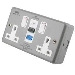 pvc back boxes Cudis 13A 2 Gang RCD Socket Metal Clad - pvc back boxes Cudis 13A 2 Gang RCD Socket Metal Clad