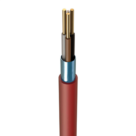 Earth red fire-resistant 3 core electrical cable with copper wires exposed