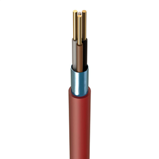Earth red fire-resistant 3 core electrical cable with copper wires exposed
