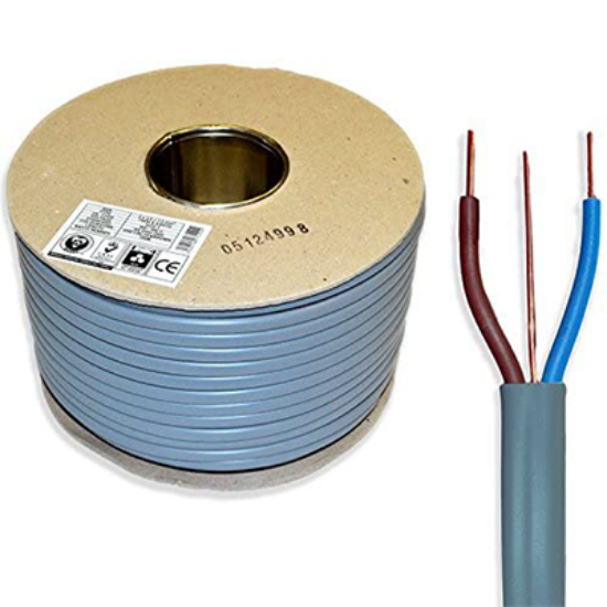 25mm twin and earth grey PVC electrical cable roll with exposed copper wires