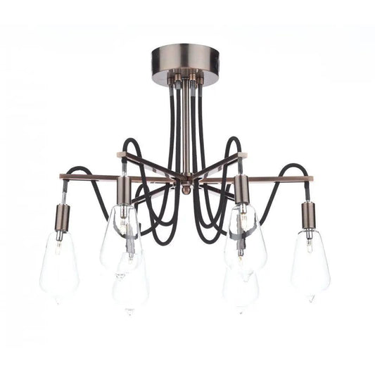 dar lighting Dar Lighting Group, Dar SCR0664 Scroll 6 Light Semi Flush Copper (SD) - dar lighting Dar Lighting Group, Dar SCR0664 Scroll 6 Light Semi Flush Copper (SD)