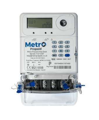 Single phase prepayment electricity meter with keypad and digital display