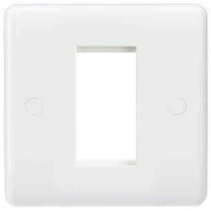 White 1 gang curved edge modular faceplate for electrical switches and sockets