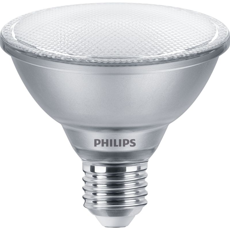 LED PAR30S 75W warm white spotlight bulb with E27 screw base, textured glass lens
