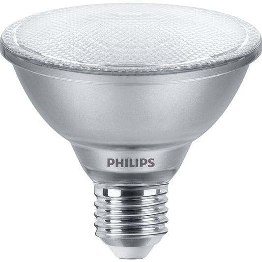 LED PAR30S 75W warm white spotlight bulb with E27 screw base, textured glass lens